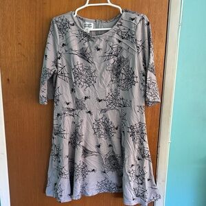 Unique Vintage Gray Dress with Spider Web Design